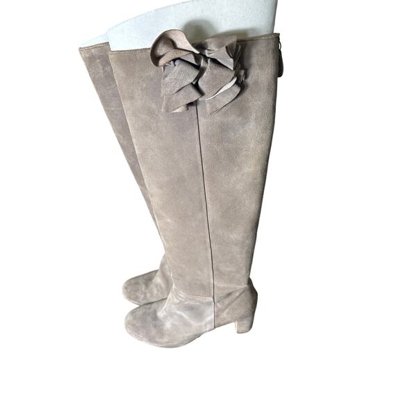 Twin-Set Light Brown Suede Knee High High Heel Boots Sz 40 - Picture 2 of 6